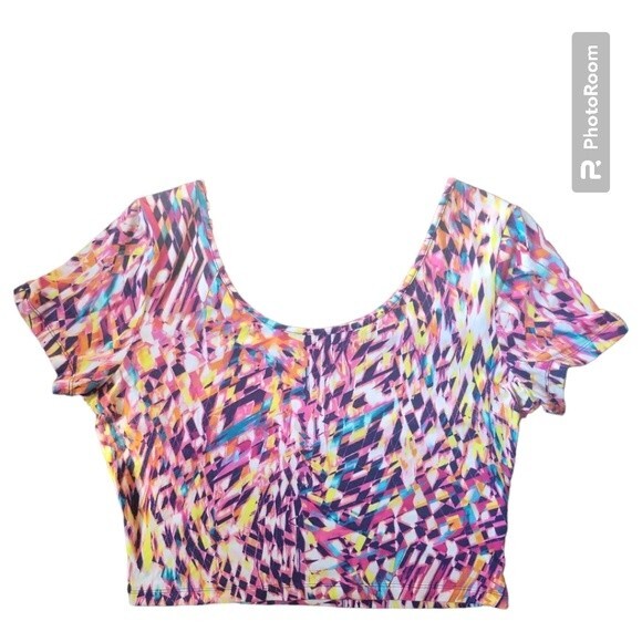 DECREE COLORFUL PINK CROPPED TEE - XL - Picture 2 of 8